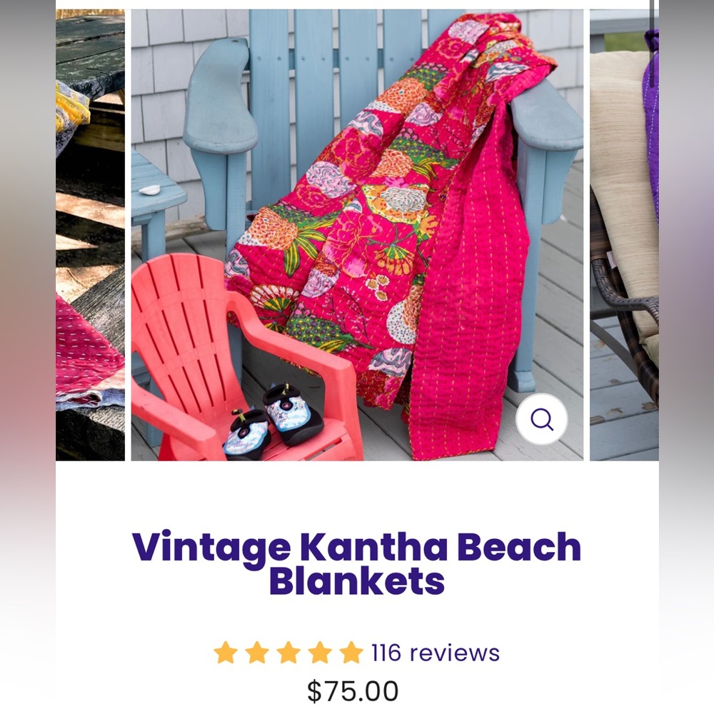 BRAND NEW WITH TAGS Darn Good Yarn Kantha Quilt Beach Blanket